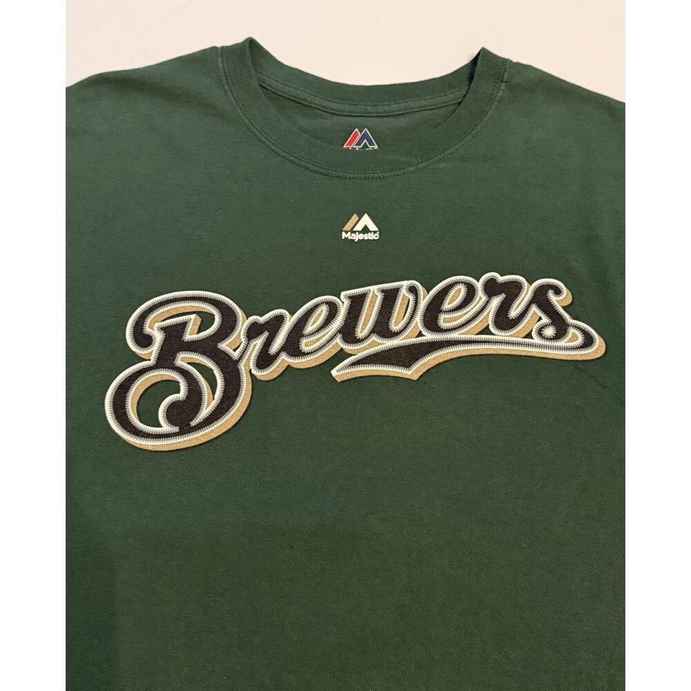Majestic MLB Short Sleeve T Shirt Size 2XL Brewers #1 BRAT
